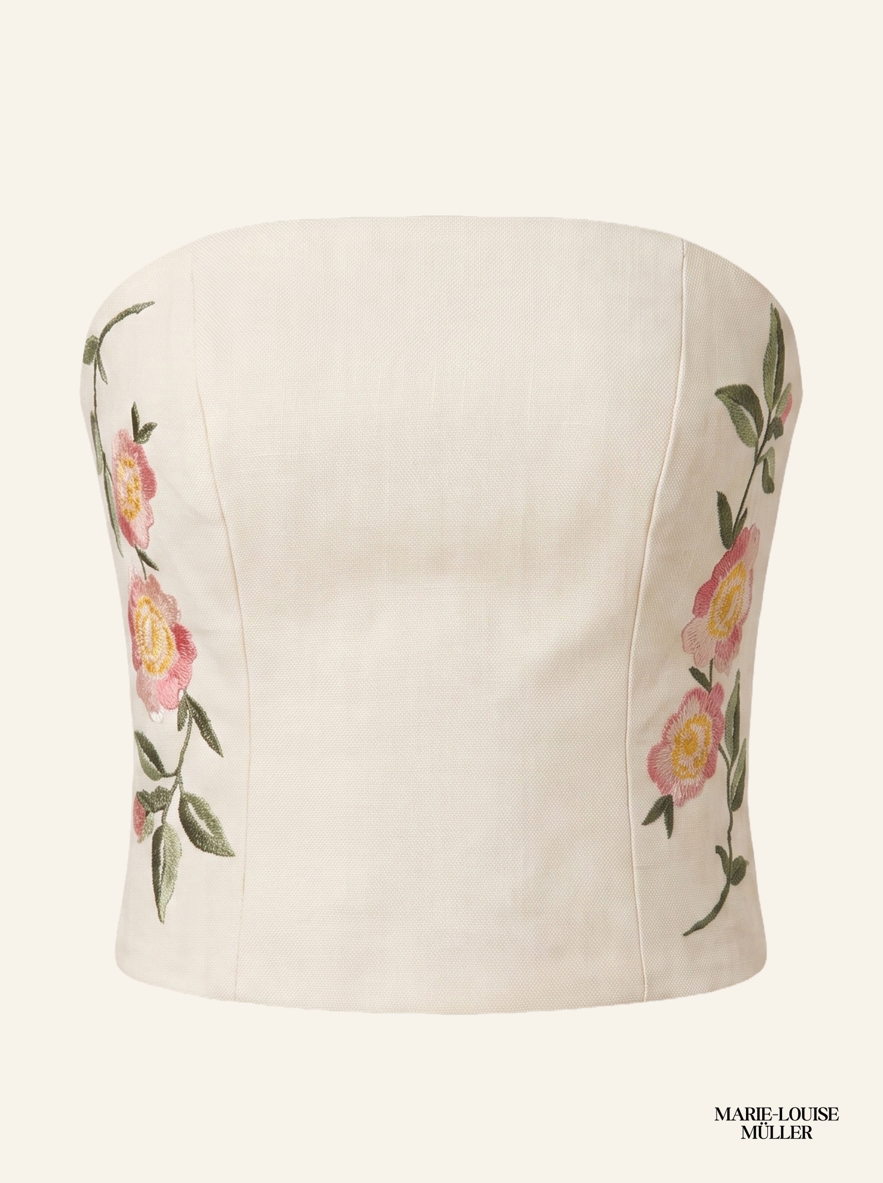 Corset Embroidery Top, front, on cream