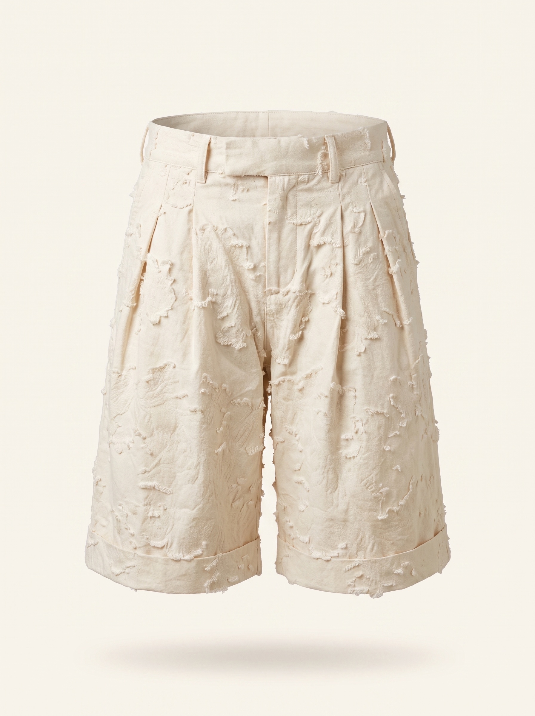 The Pleated Shorts, front, on cream